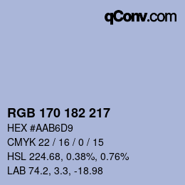 Color code: RGB 170 182 217 | qconv.com