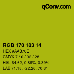 カラーコード: RGB 170 183 14 | qconv.com