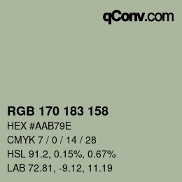 Color code: RGB 170 183 158 | qconv.com