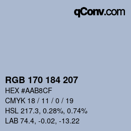 Código de color: RGB 170 184 207 | qconv.com