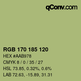 Color code: RGB 170 185 120 | qconv.com