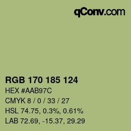 Color code: RGB 170 185 124 | qconv.com
