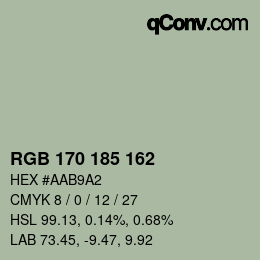 Color code: RGB 170 185 162 | qconv.com