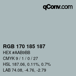 Color code: RGB 170 185 187 | qconv.com
