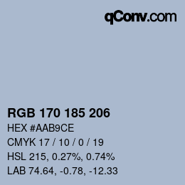 Color code: RGB 170 185 206 | qconv.com