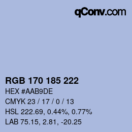 Color code: RGB 170 185 222 | qconv.com