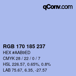 Color code: RGB 170 185 237 | qconv.com