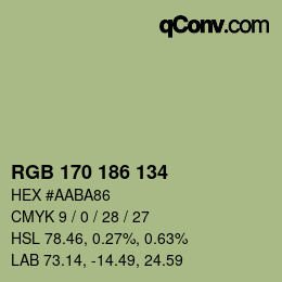 Color code: RGB 170 186 134 | qconv.com