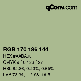 Color code: RGB 170 186 144 | qconv.com