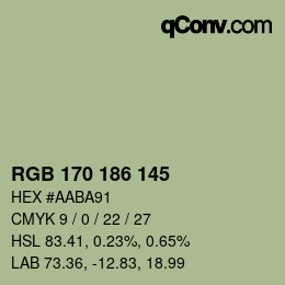 Color code: RGB 170 186 145 | qconv.com