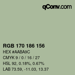 Color code: RGB 170 186 156 | qconv.com