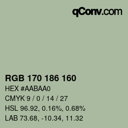 Color code: RGB 170 186 160 | qconv.com