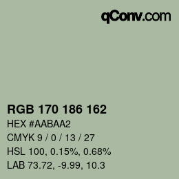 Color code: RGB 170 186 162 | qconv.com