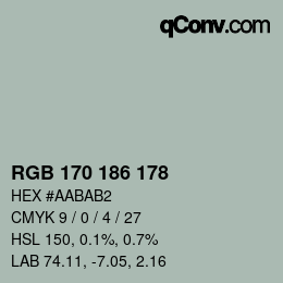 Color code: RGB 170 186 178 | qconv.com