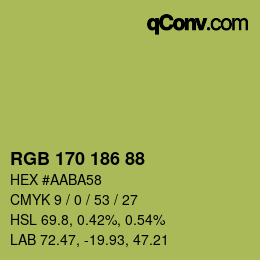 Color code: RGB 170 186 88 | qconv.com