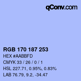 Color code: RGB 170 187 253 | qconv.com
