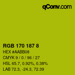 Color code: RGB 170 187 8 | qconv.com