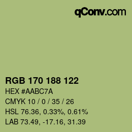 Color code: RGB 170 188 122 | qconv.com