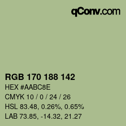 Color code: RGB 170 188 142 | qconv.com