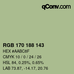 Color code: RGB 170 188 143 | qconv.com