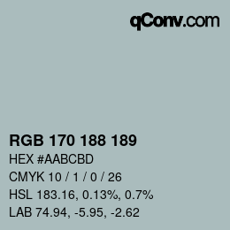 カラーコード: RGB 170 188 189 | qconv.com