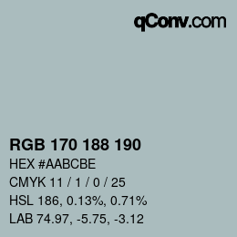 Color code: RGB 170 188 190 | qconv.com