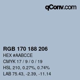 Color code: RGB 170 188 206 | qconv.com