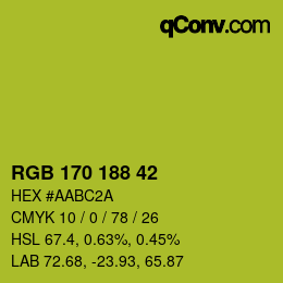 Color code: RGB 170 188 42 | qconv.com