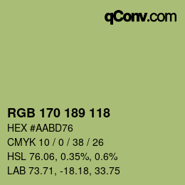 Código de color: RGB 170 189 118 | qconv.com
