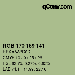 Color code: RGB 170 189 141 | qconv.com