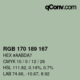 Color code: RGB 170 189 167 | qconv.com