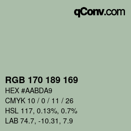 Color code: RGB 170 189 169 | qconv.com