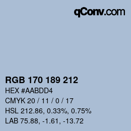 Farbcode: RGB 170 189 212 | qconv.com