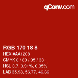 Color code: RGB 170 18 8 | qconv.com