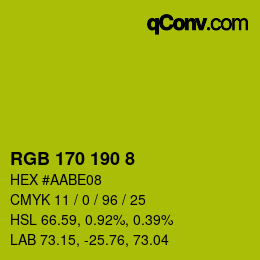 Color code: RGB 170 190 8 | qconv.com