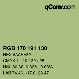 Farbcode: RGB 170 191 130 | qconv.com