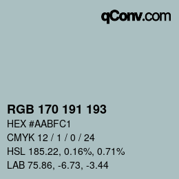 Código de color: RGB 170 191 193 | qconv.com