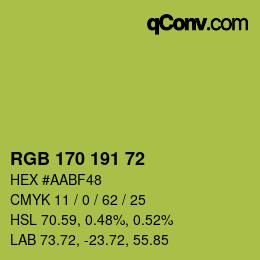 Color code: RGB 170 191 72 | qconv.com