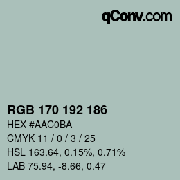 Color code: RGB 170 192 186 | qconv.com