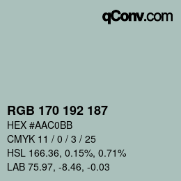 Color code: RGB 170 192 187 | qconv.com