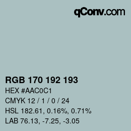颜色代码: RGB 170 192 193 | qconv.com