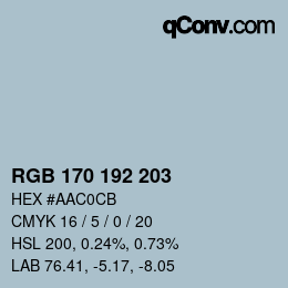 Código de color: RGB 170 192 203 | qconv.com