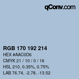 Color code: RGB 170 192 214 | qconv.com