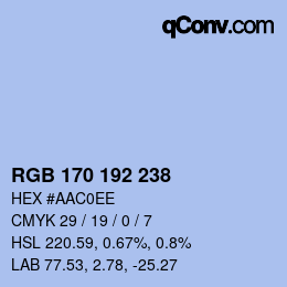 Color code: RGB 170 192 238 | qconv.com