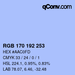 Color code: RGB 170 192 253 | qconv.com