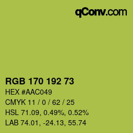 Color code: RGB 170 192 73 | qconv.com