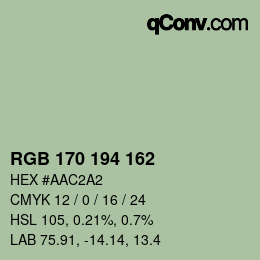Color code: RGB 170 194 162 | qconv.com