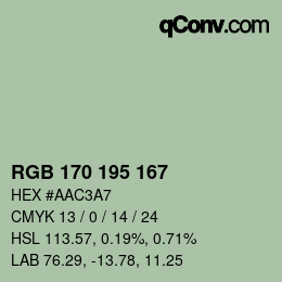 Color code: RGB 170 195 167 | qconv.com