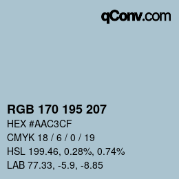 Color code: RGB 170 195 207 | qconv.com