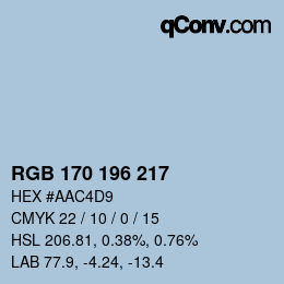 Color code: RGB 170 196 217 | qconv.com